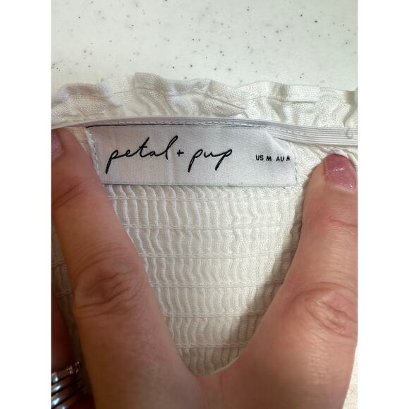 Petal and Pup Size Medium Off Shoulder Long Sleeve White Midi Dress Bridal - Picture 11 of 16